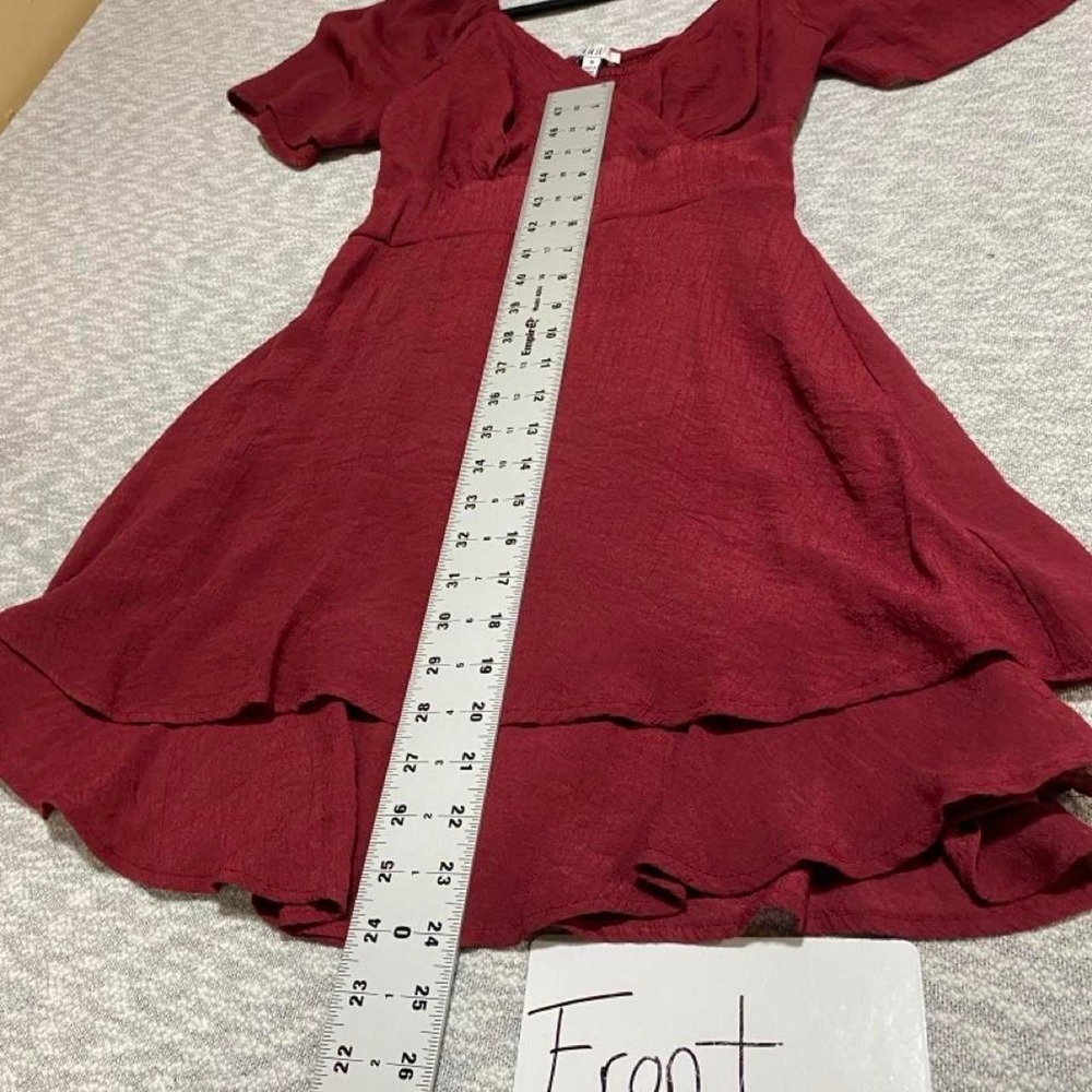 AUW Burgundy mini dress with ruffle hem Women M. SKU-C49